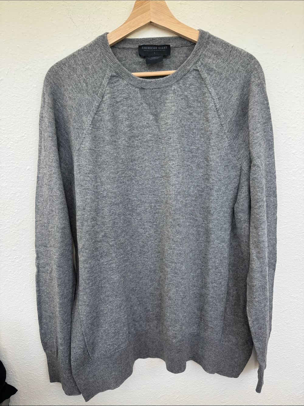 American Giant Merino Wool Cotton Crewneck Sweater Gray Size Large Made in USA - Picture 2 of 7